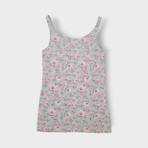 Duluth Trading Tank Top Shirt Womens Small Gray Floral Built In Bra Sleeveless - Picture 8 of 9